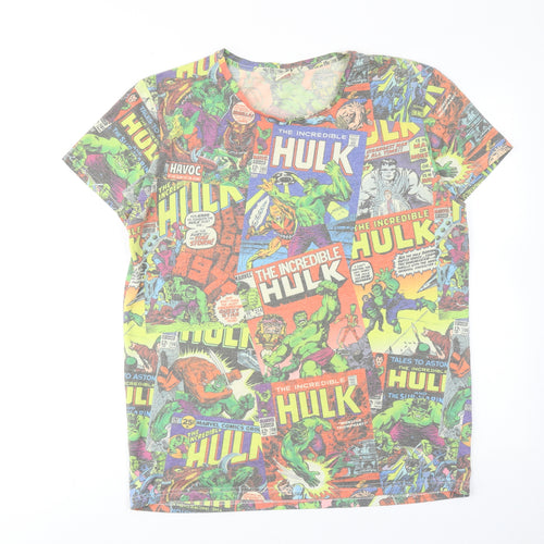Marvel Mens Multicoloured Cotton T-Shirt Size L Round Neck - The Hulk
