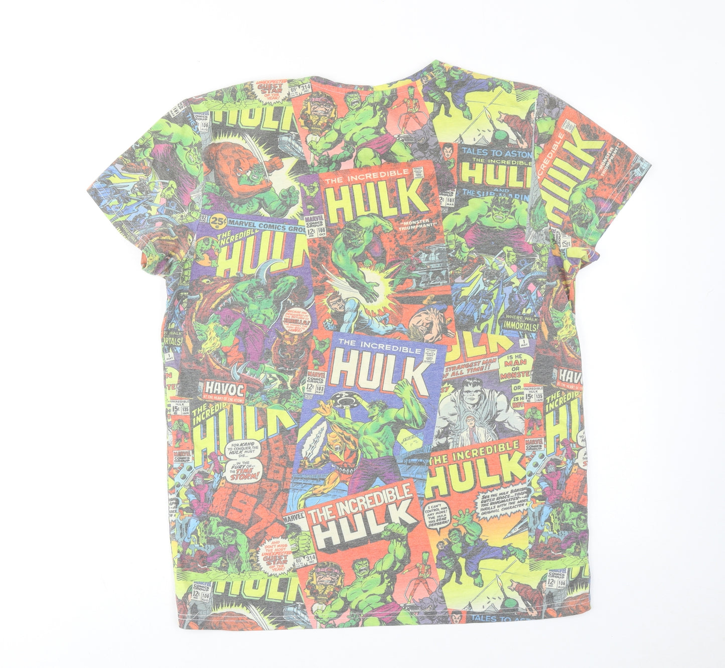 Marvel Mens Multicoloured Cotton T-Shirt Size L Round Neck - The Hulk