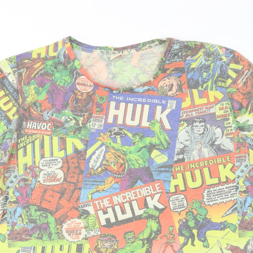 Marvel Mens Multicoloured Cotton T-Shirt Size L Round Neck - The Hulk