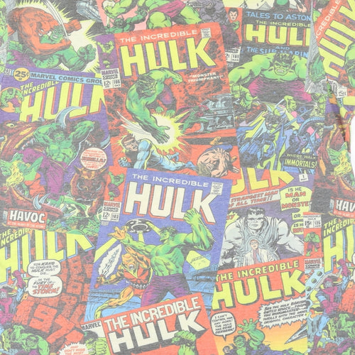 Marvel Mens Multicoloured Cotton T-Shirt Size L Round Neck - The Hulk