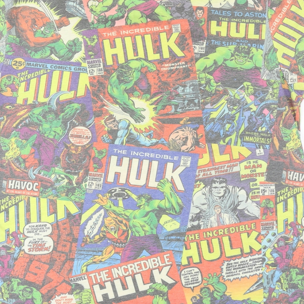 Marvel Mens Multicoloured Cotton T-Shirt Size L Round Neck - The Hulk