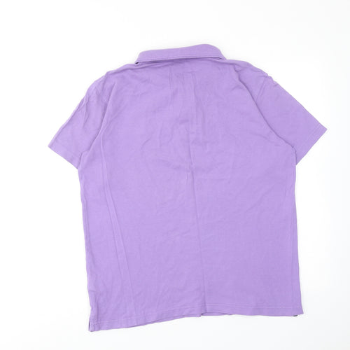 Cotton Traders Mens Purple Cotton Polo Size S Collared Button