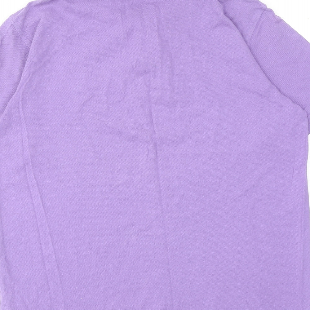 Cotton Traders Mens Purple Cotton Polo Size S Collared Button