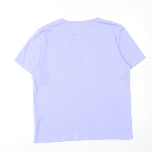 Fay Louise Womens Purple Polyester Basic T-Shirt Size M Round Neck - Lace Details