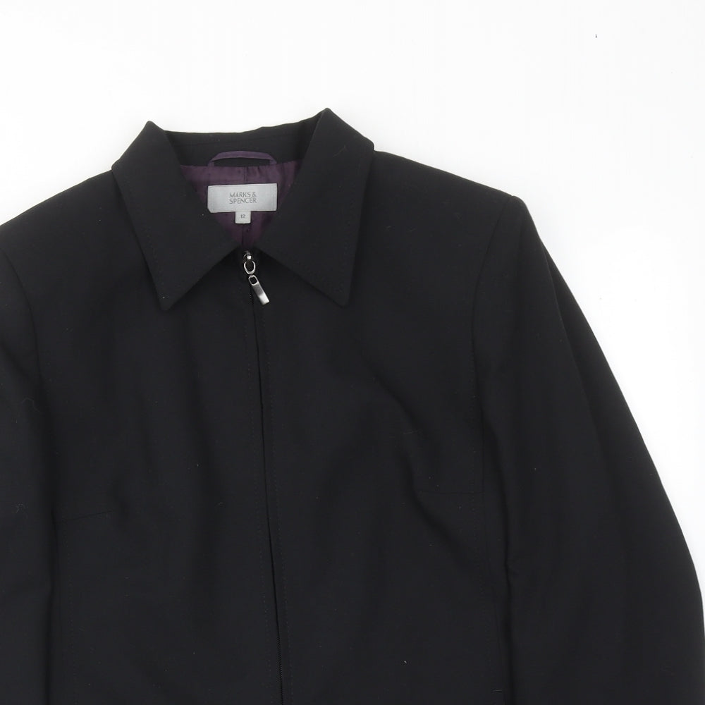 Marks and Spencer Womens Black Jacket Size 12 Zip