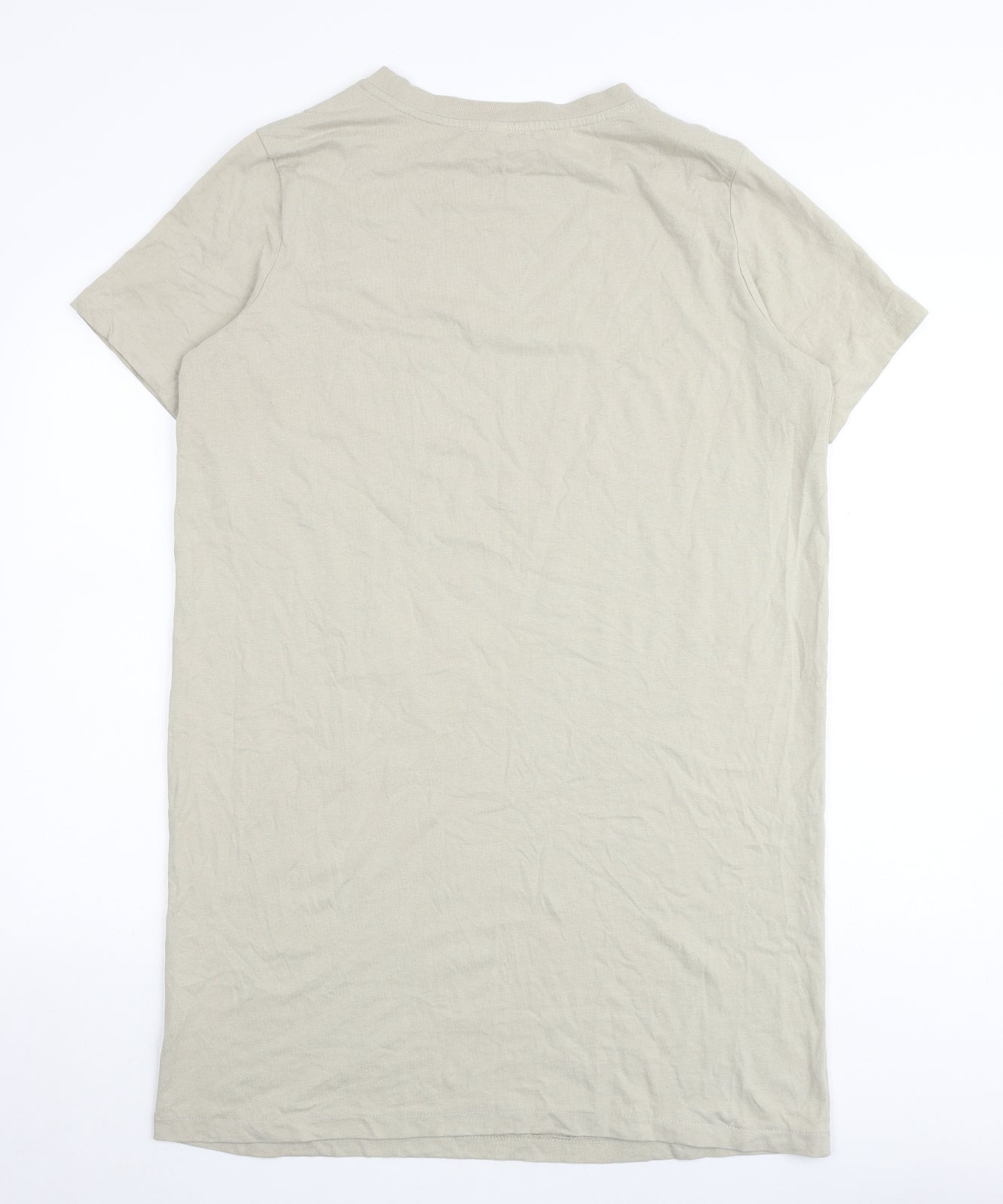 H&M Womens Beige Cotton T-Shirt Dress Size M Round Neck Pullover