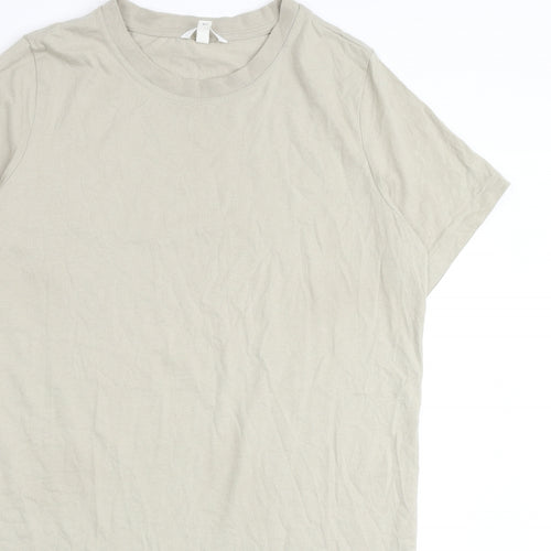 H&M Womens Beige Cotton T-Shirt Dress Size M Round Neck Pullover