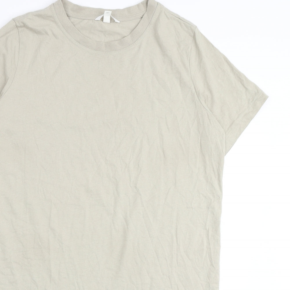 H&M Womens Beige Cotton T-Shirt Dress Size M Round Neck Pullover