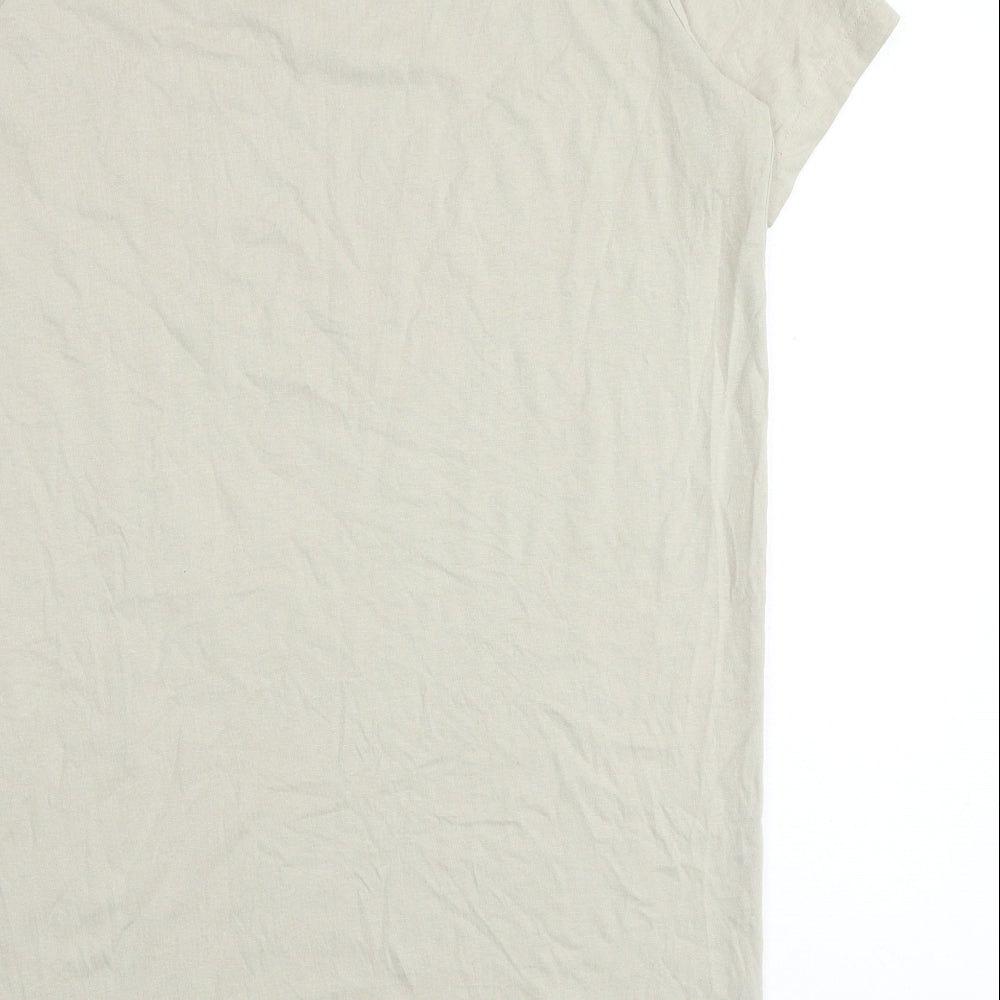 H&M Womens Beige Cotton T-Shirt Dress Size M Round Neck Pullover