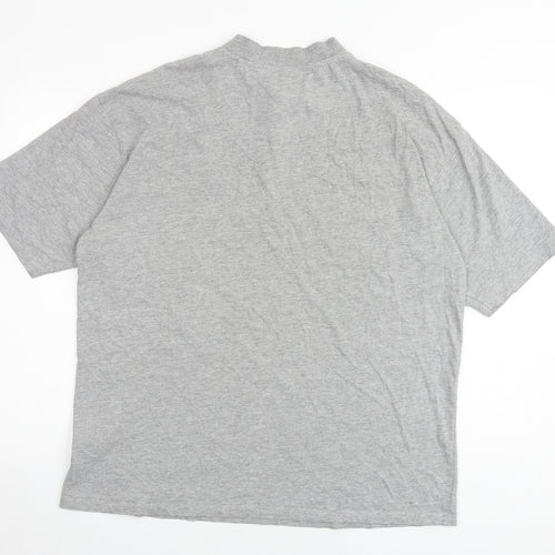 Threadbare Mens Grey Cotton T-Shirt Size L Mock Neck
