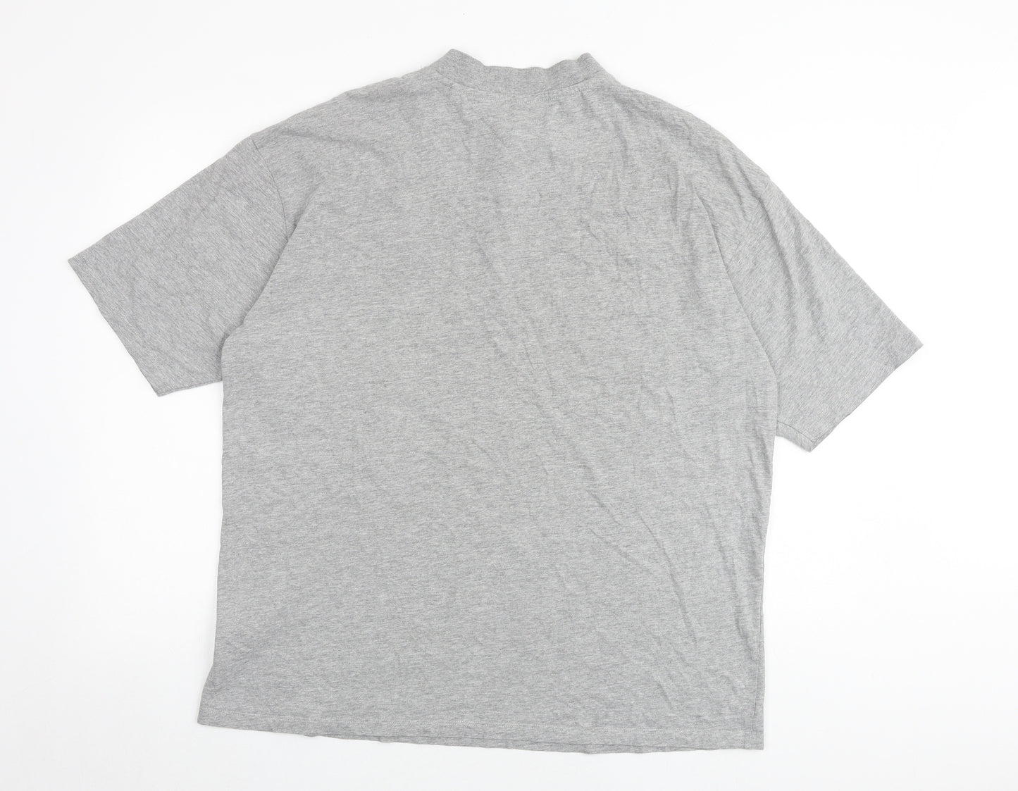 Threadbare Mens Grey Cotton T-Shirt Size L Mock Neck