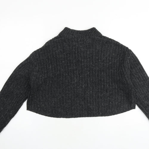 Native Youth Womens Grey Mock Neck Acrylic Pullover Jumper Size XS