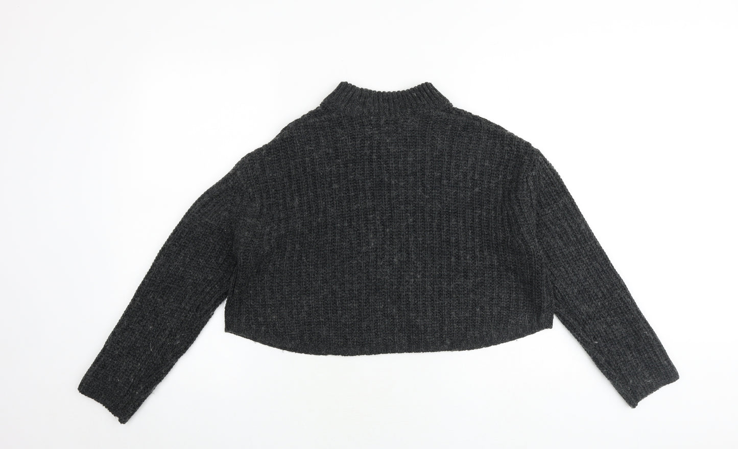 Native Youth Womens Grey Mock Neck Acrylic Pullover Jumper Size XS