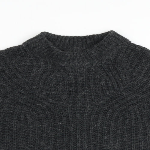Native Youth Womens Grey Mock Neck Acrylic Pullover Jumper Size XS