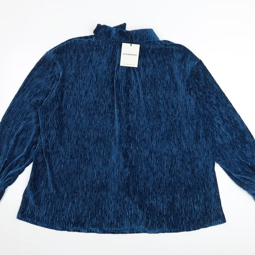 Glamorous Womens Blue Polyester Basic Button-Up Size 16 Collared