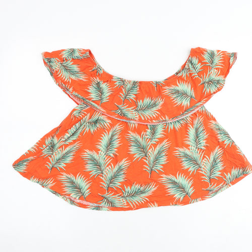 New Look Womens Orange Geometric Cotton Basic Tank Size 12 Off the Shoulder - Leaves Print