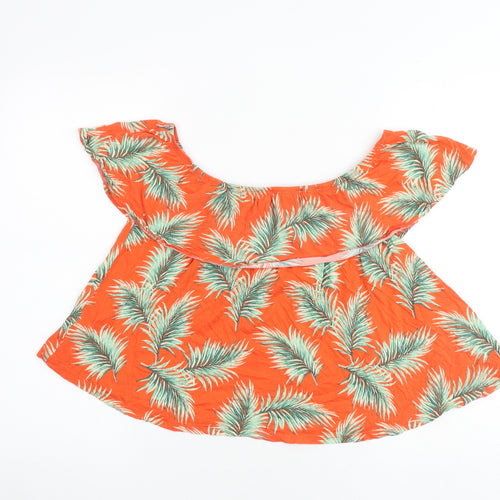 New Look Womens Orange Geometric Cotton Basic Tank Size 12 Off the Shoulder - Leaves Print