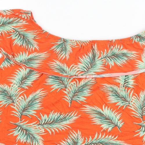 New Look Womens Orange Geometric Cotton Basic Tank Size 12 Off the Shoulder - Leaves Print