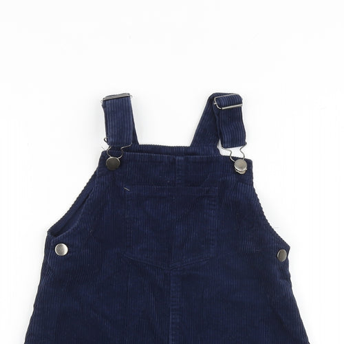 Nutmeg Girls Blue 100% Cotton Pinafore/Dungaree Dress Size 6-7 Years Square Neck Buckle