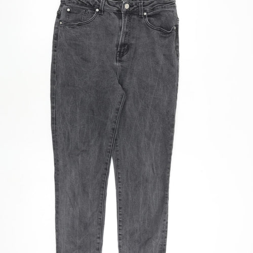 Denim & Co. Womens Grey Cotton Tapered Jeans Size 14 L27 in Regular Zip