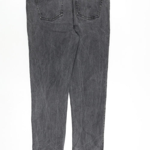 Denim & Co. Womens Grey Cotton Tapered Jeans Size 14 L27 in Regular Zip