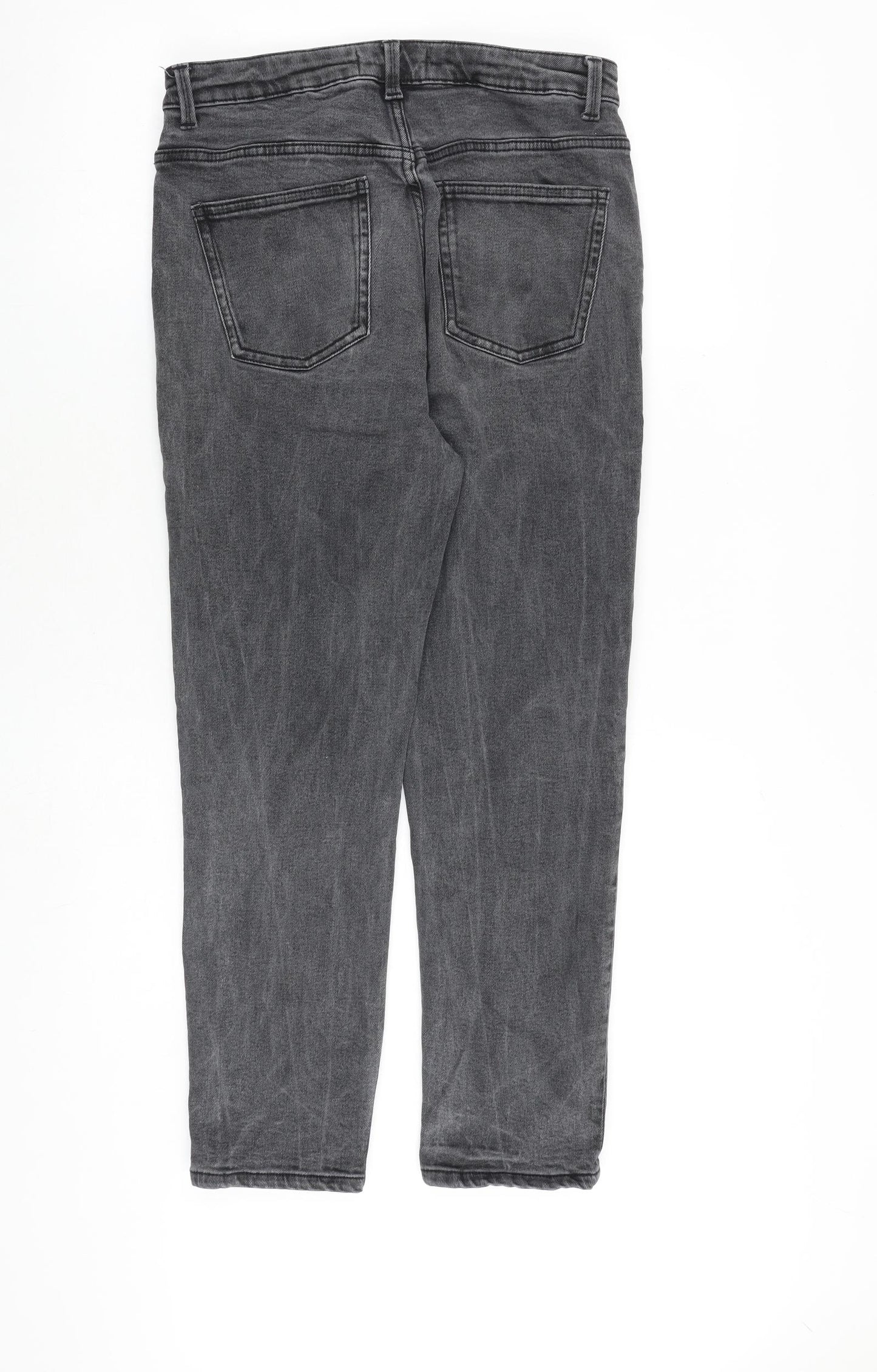 Denim & Co. Womens Grey Cotton Tapered Jeans Size 14 L27 in Regular Zip