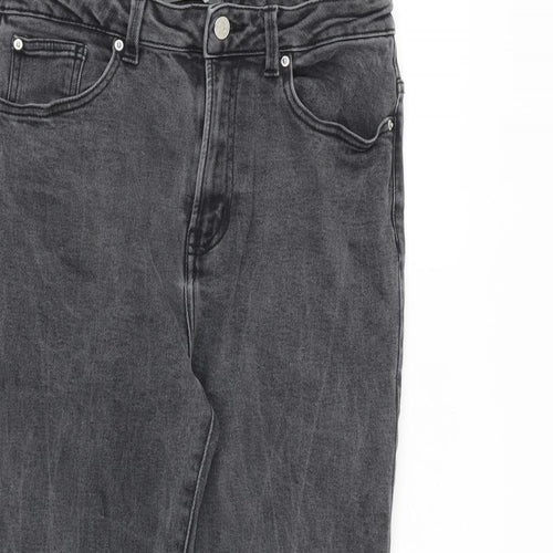 Denim & Co. Womens Grey Cotton Tapered Jeans Size 14 L27 in Regular Zip