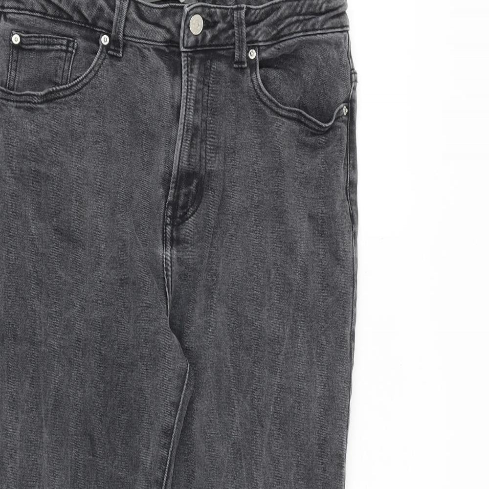 Denim & Co. Womens Grey Cotton Tapered Jeans Size 14 L27 in Regular Zip