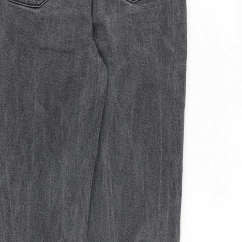 Denim & Co. Womens Grey Cotton Tapered Jeans Size 14 L27 in Regular Zip