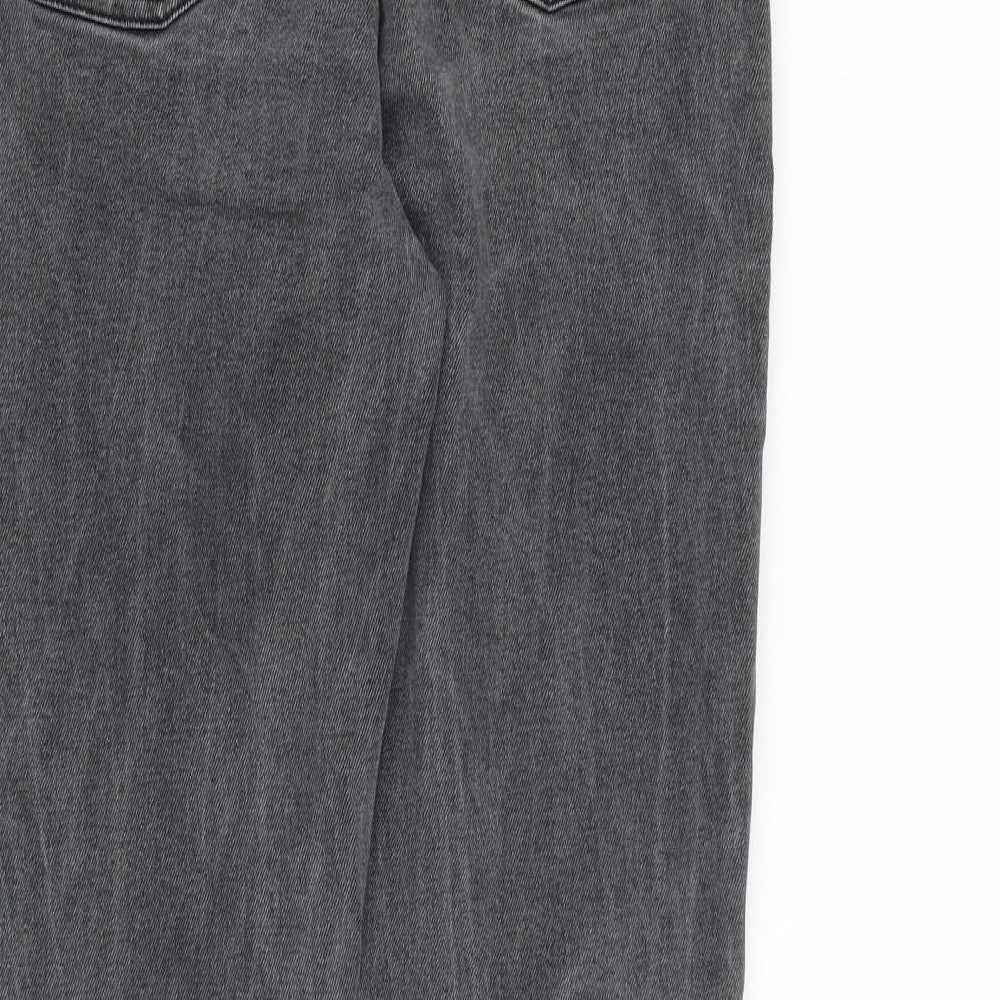 Denim & Co. Womens Grey Cotton Tapered Jeans Size 14 L27 in Regular Zip