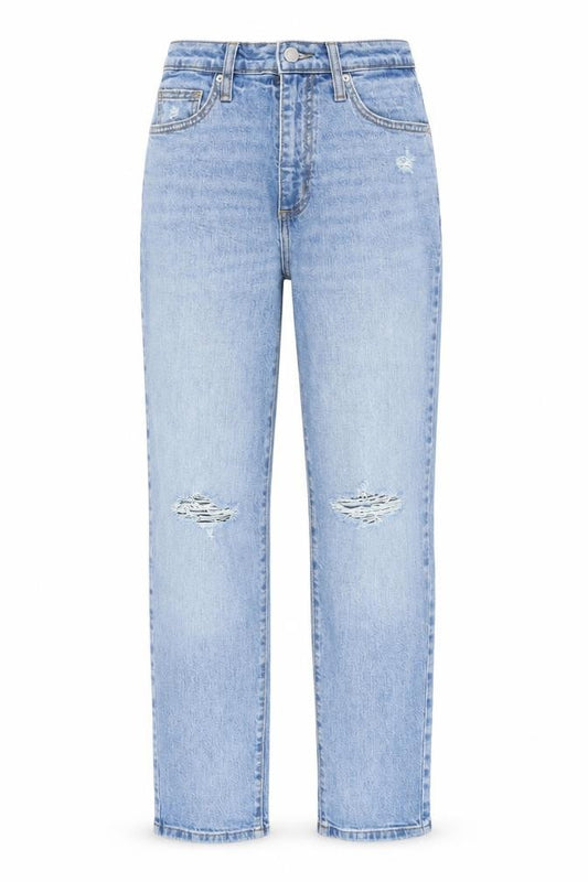 Front view of Vintage Thread women’s blue cotton straight jeans, size UK 24, in, 28-inch leg regular zip