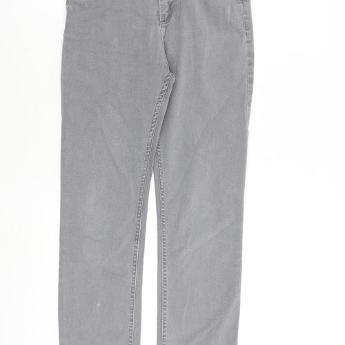 Per Una Womens Grey Cotton Straight Jeans Size 26 in L27 in Regular Zip