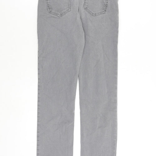 Per Una Womens Grey Cotton Straight Jeans Size 26 in L27 in Regular Zip