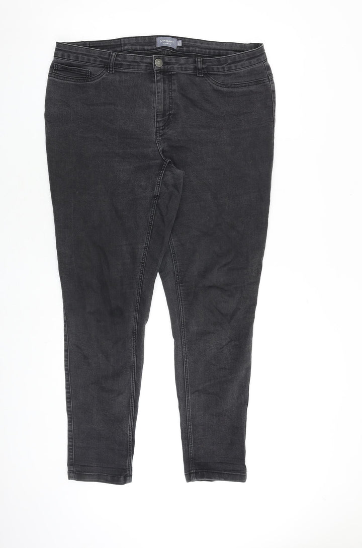 JUNAROSE Womens Grey Cotton Skinny Jeans Size 20 L30 in Regular Zip
