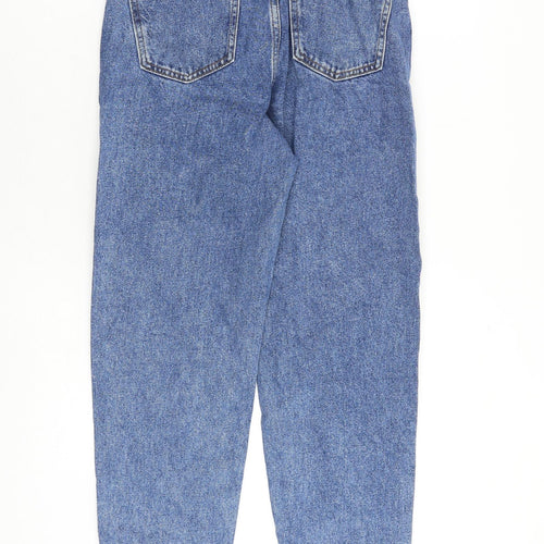 Denim & Co. Womens Blue Cotton Tapered Jeans Size 4 L26 in Regular Zip - Frayed Hem