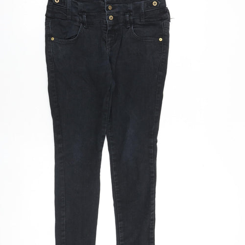 Topshop Womens Black Cotton Skinny Jeans Size 28 in L29 in Slim Zip