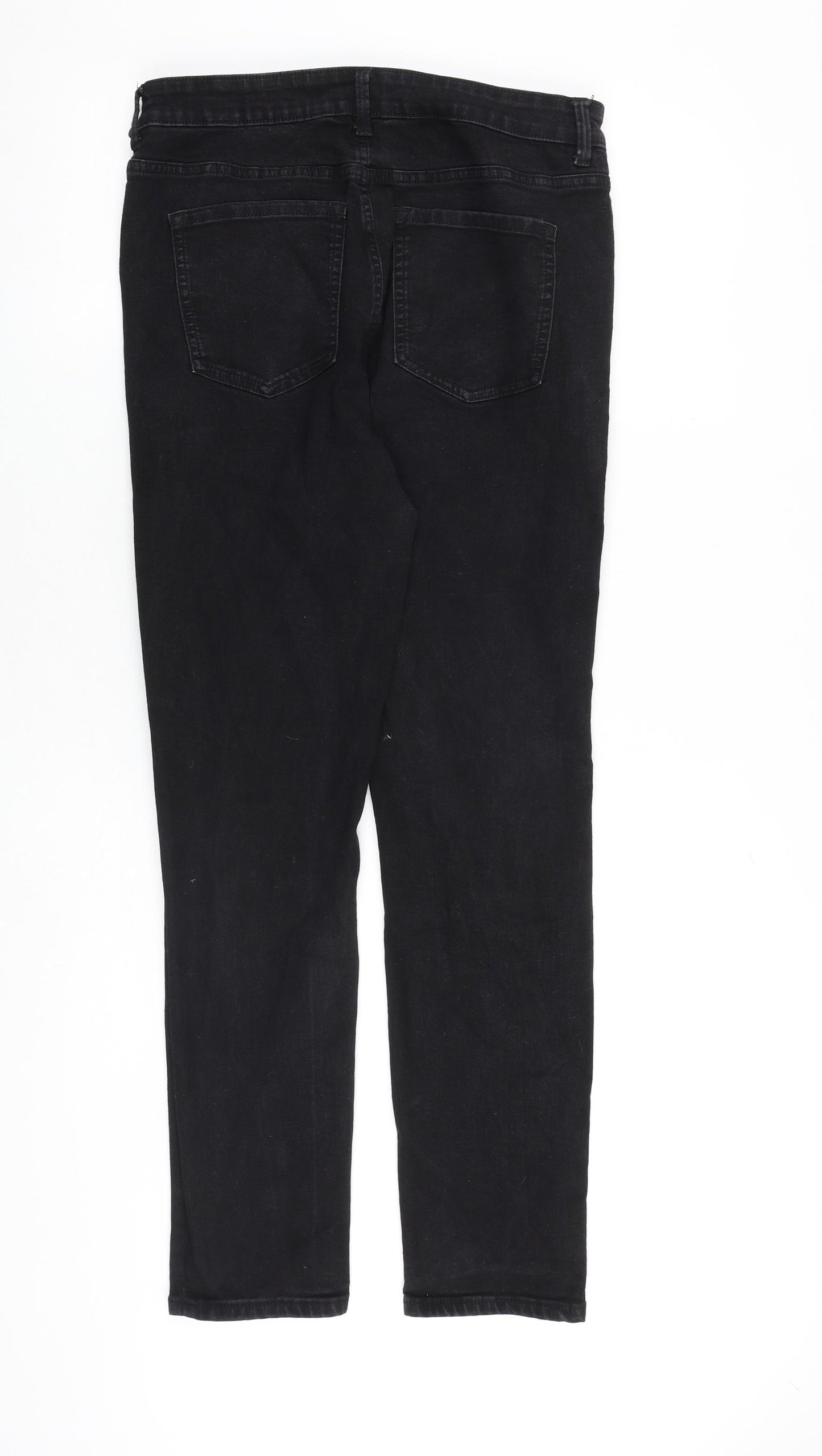 Marks and Spencer Womens Black Cotton Skinny Jeans Size 14 L30 in Slim Zip