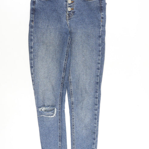 Denim & Co. Womens Blue Cotton Skinny Jeans Size 6 L27 in Regular Button
