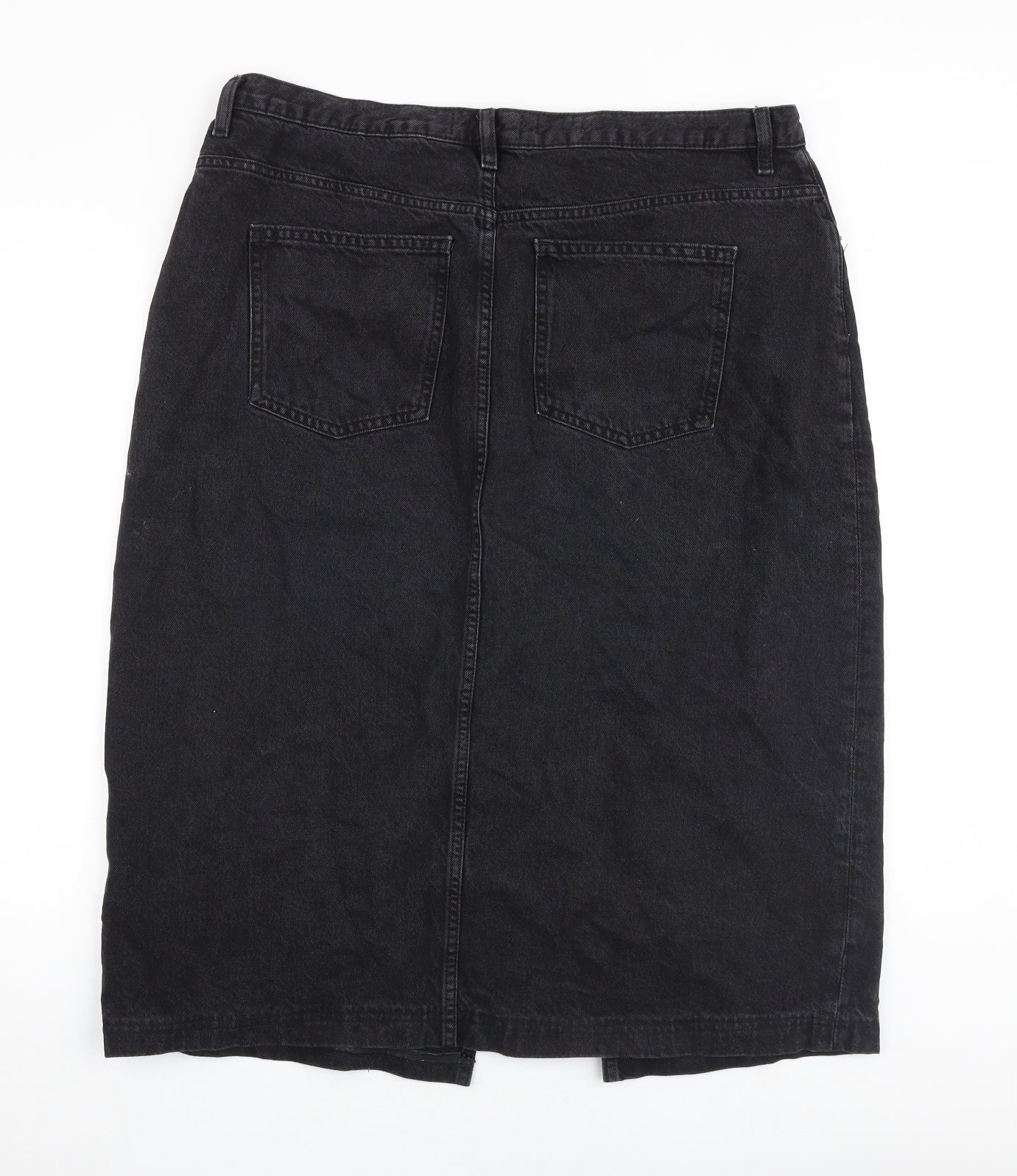 Mango Womens Black Cotton A-Line Skirt Size XL Zip