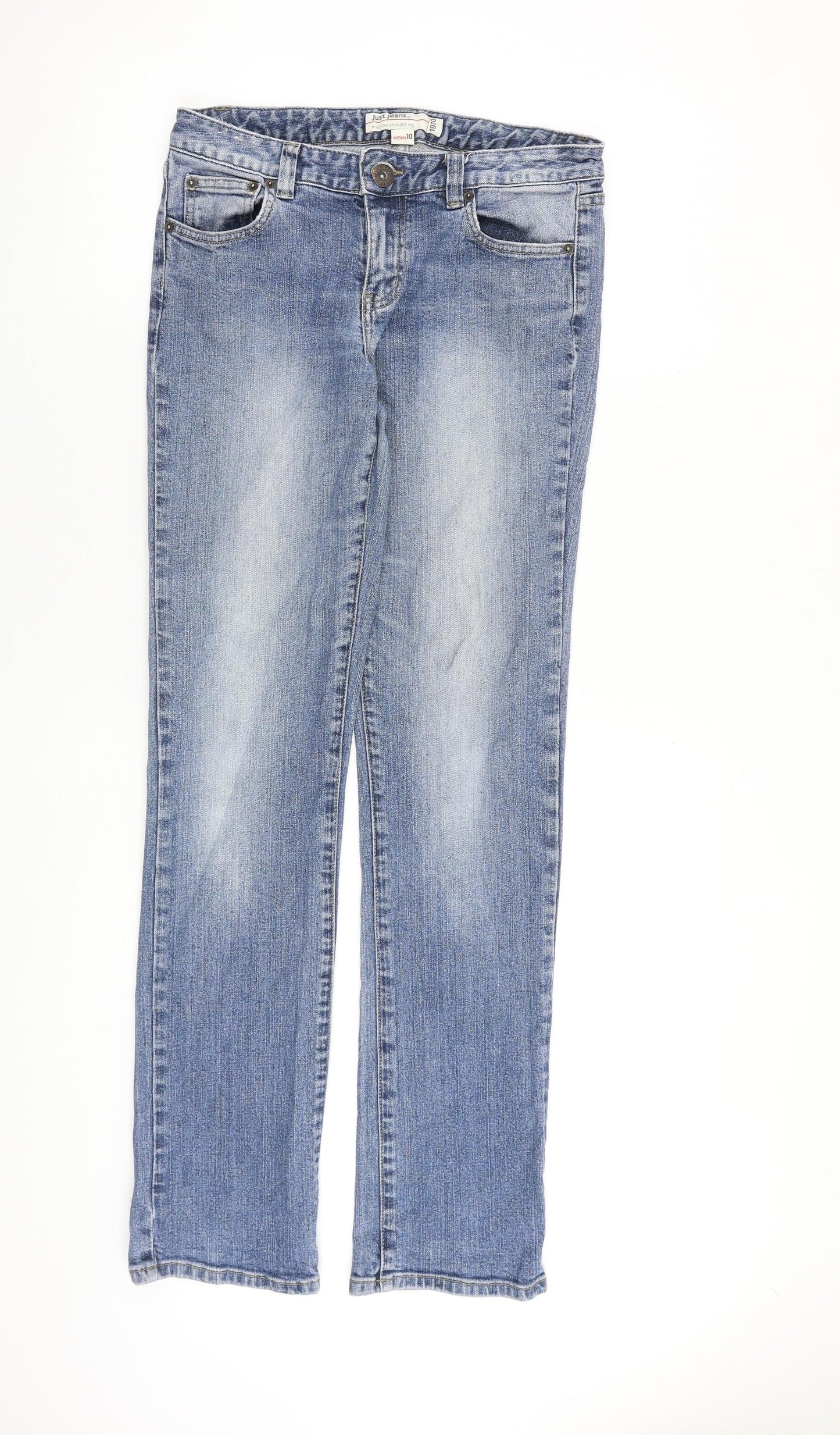 Just Jeans Womens Blue Cotton Straight Jeans Size 10 L33 in Regular Zip