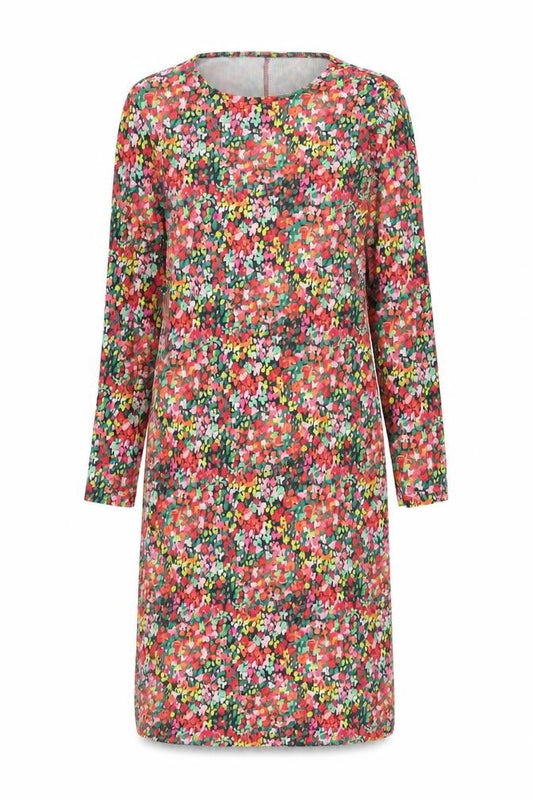 Front view of Pieces women’s multicoloured floral polyester shift, size XS, round neck pullover