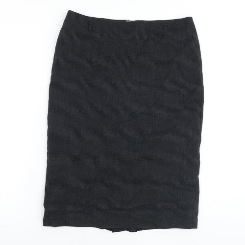 Marks and Spencer Womens Black Geometric Polyester Straight & Pencil Skirt Size 10 Zip