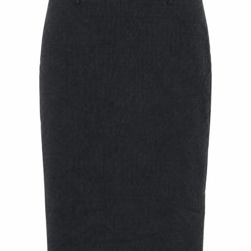 Marks and Spencer Womens Black Geometric Polyester Straight & Pencil Skirt Size 10 Zip