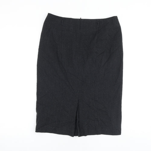 Marks and Spencer Womens Black Geometric Polyester Straight & Pencil Skirt Size 10 Zip