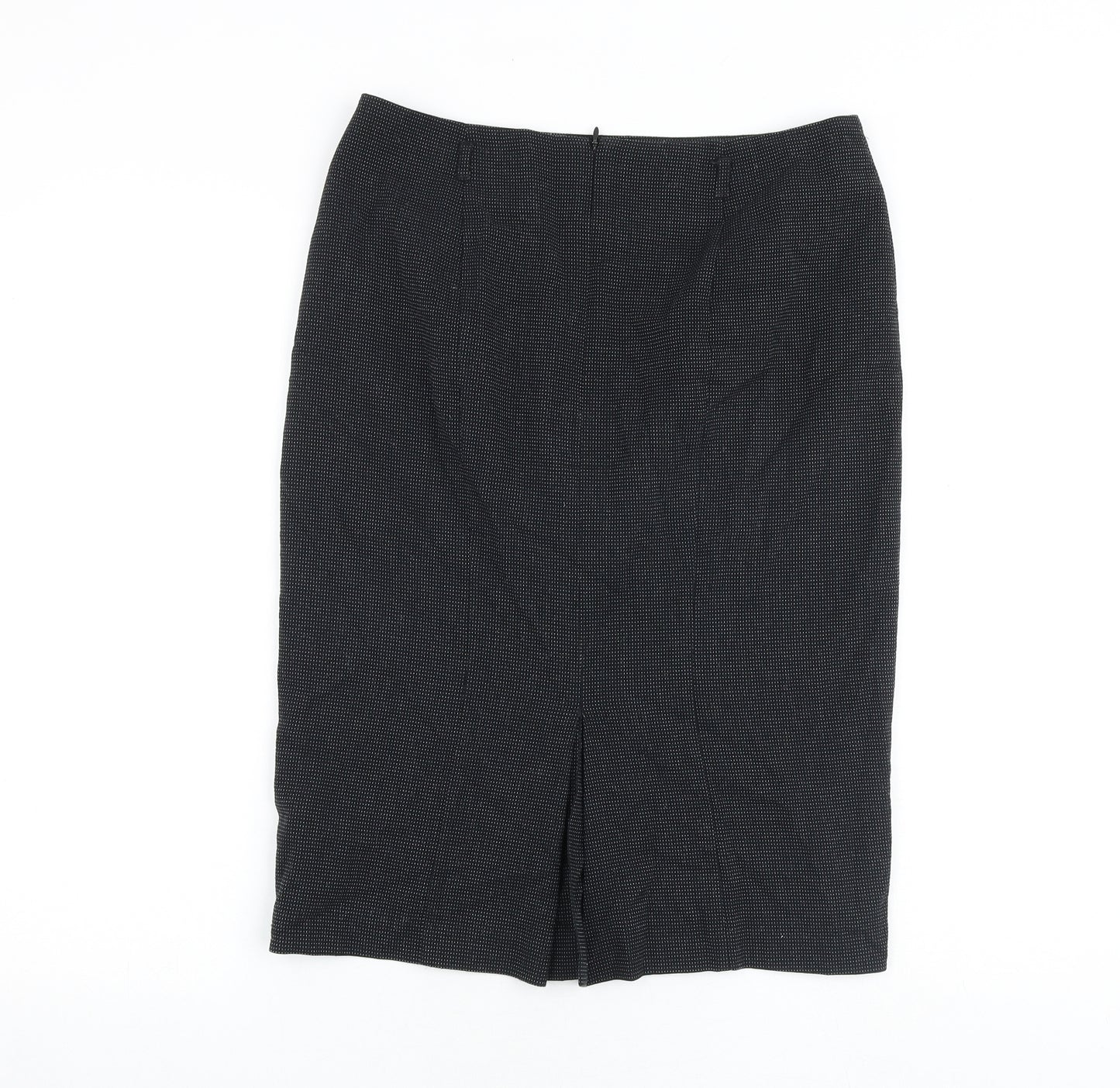 Marks and Spencer Womens Black Geometric Polyester Straight & Pencil Skirt Size 10 Zip