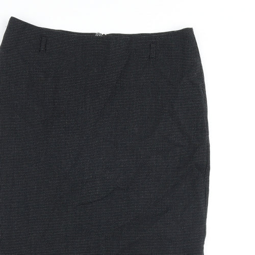 Marks and Spencer Womens Black Geometric Polyester Straight & Pencil Skirt Size 10 Zip