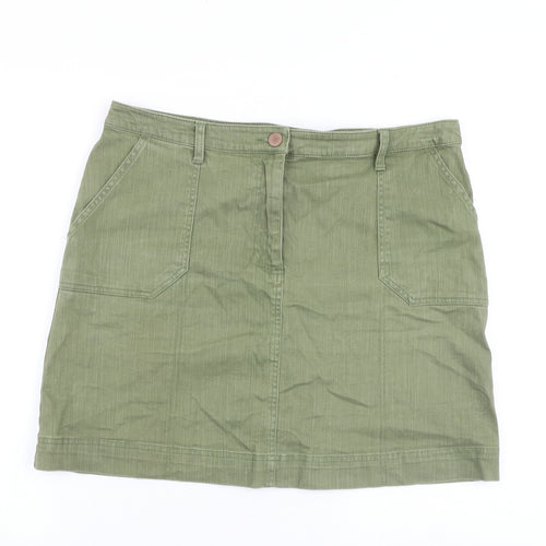 Papaya Womens Green Cotton Mini Skirt Size 16 Zip