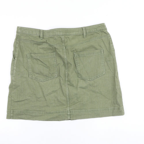 Papaya Womens Green Cotton Mini Skirt Size 16 Zip