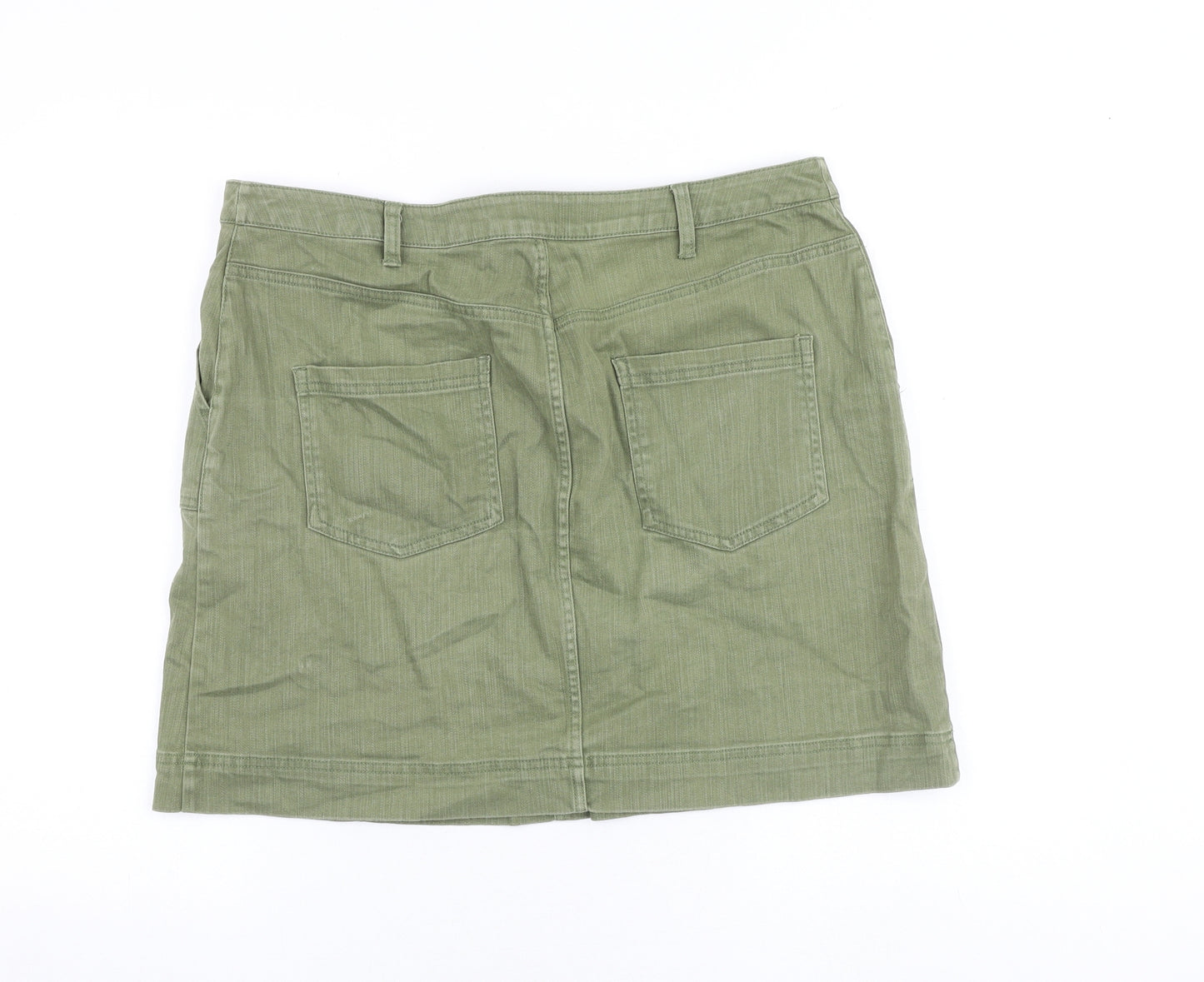 Papaya Womens Green Cotton Mini Skirt Size 16 Zip