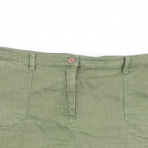 Papaya Womens Green Cotton Mini Skirt Size 16 Zip